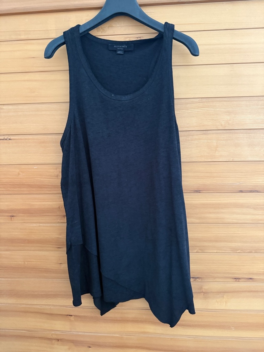 All Saints black tank asymmetrical bottom